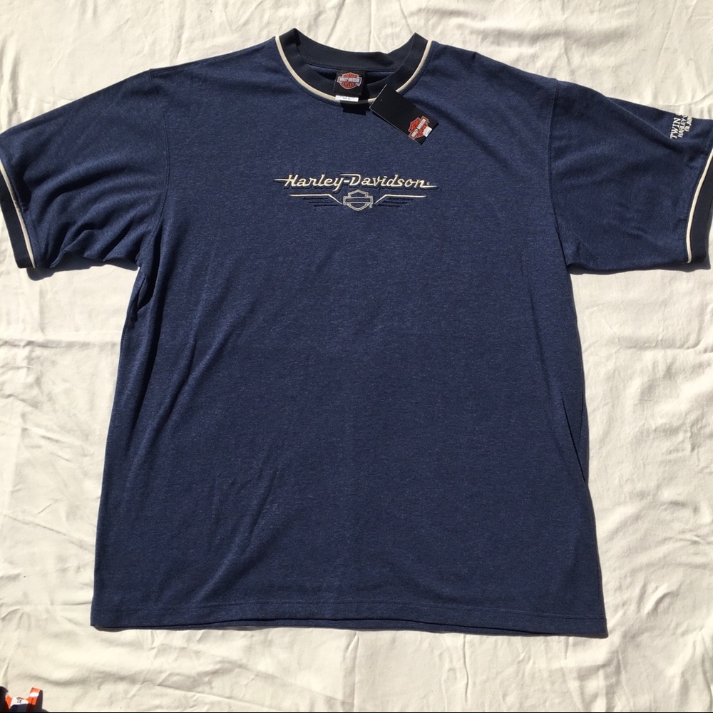 NWT Harley Davidson embroidered short sleeve blue XL